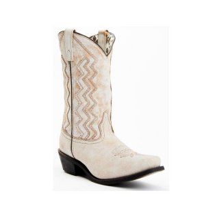 QUICK SHIP | LAREDO WOMEN'S RUSTIC BONE OVERLAY WESTERN BOOTS - SQUARE TOE-OFF WHITE
