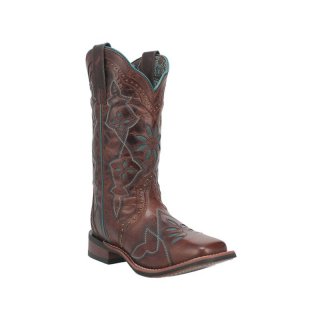 QUICK SHIP | LAREDO WOMEN'S GILLYANN WESTERN BOOTS - BROAD SQUARE TOE-DARK BROWN