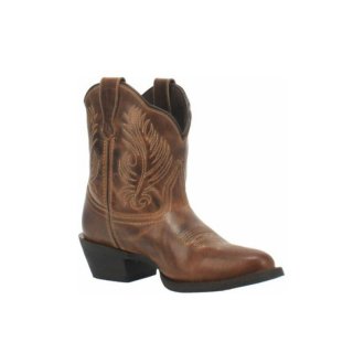 QUICK SHIP | LAREDO WOMEN'S BROWN SHORTIE WESTERN BOOTIES - ROUND TOE-BROWN