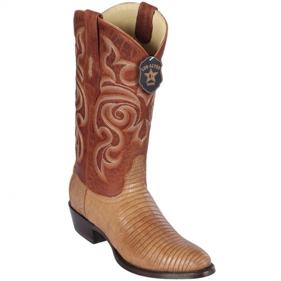 Los Altos Men's Mens Lizard Boots Round Toe | Cognac | Free Delivery