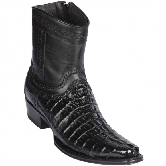 Los Altos Men's Caiman Tail Short Black Boots | Black | Free Delivery