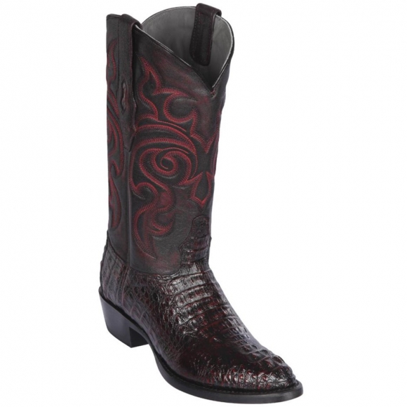 Los Altos Men's Caiman Hornback Western Boots | Black Cherry | Free Delivery