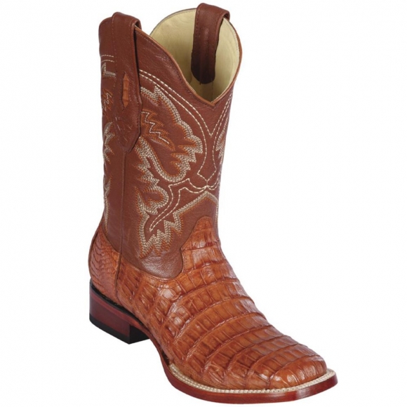 Los Altos Men's Caiman Square Toe Boots Cognac | Cognac | Free Delivery