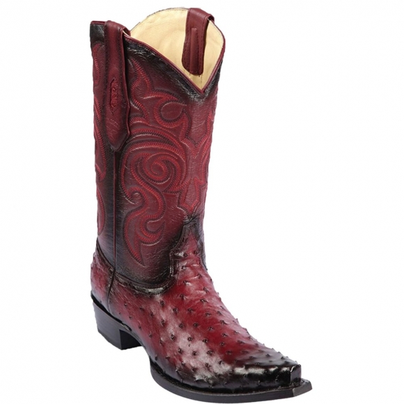 Los Altos Men's Western Ostrich Leather Boots | Burgundy | Free Delivery Los Altos Men's Western Ostrich Leather Boots | Burgundy | Free Delivery