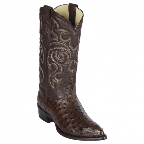 Los Altos Men's Brown Ostrich Cowboy Boot J-Toe | Brown | Free Delivery
