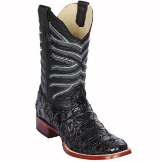 Los Altos Men's Black Pirarucu Fish Cowboy Boots | Black | Free Delivery