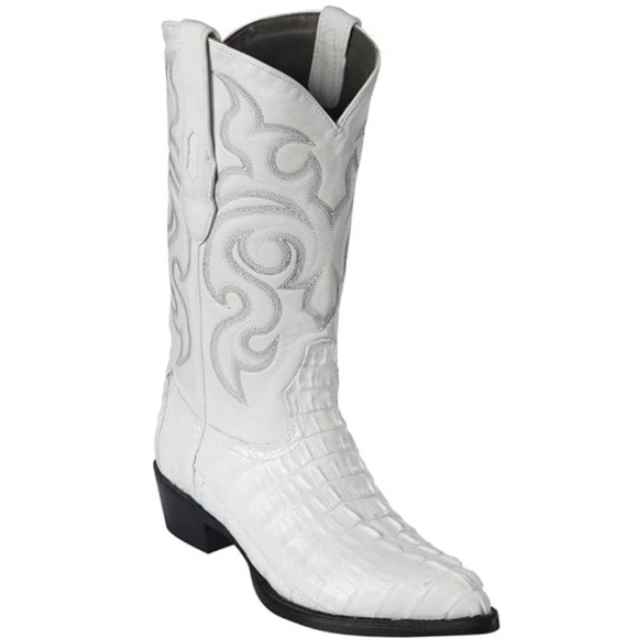 Los Altos Men's White Crocodile Boots | White | Free Delivery