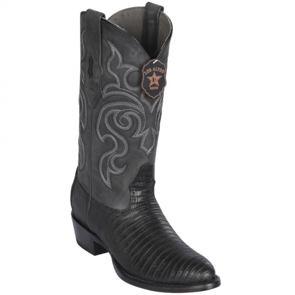 Los Altos Men's Black Lizard Boots R-Toe | Black | Free Delivery