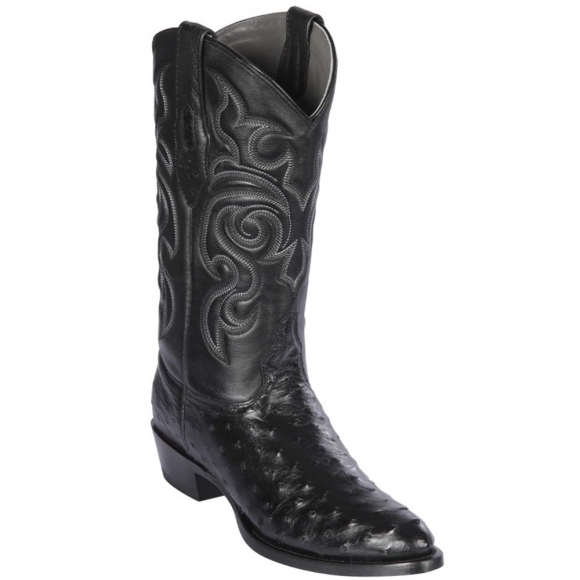 Los Altos Men's Black Ostrich Boots R-Toe | Black | Free Delivery Los Altos Men's Black Ostrich Boots R-Toe | Black | Free Delivery