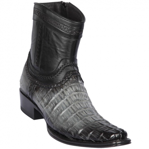 Los Altos Men's Ankle Caiman Tail Boots | Grey | Free Delivery