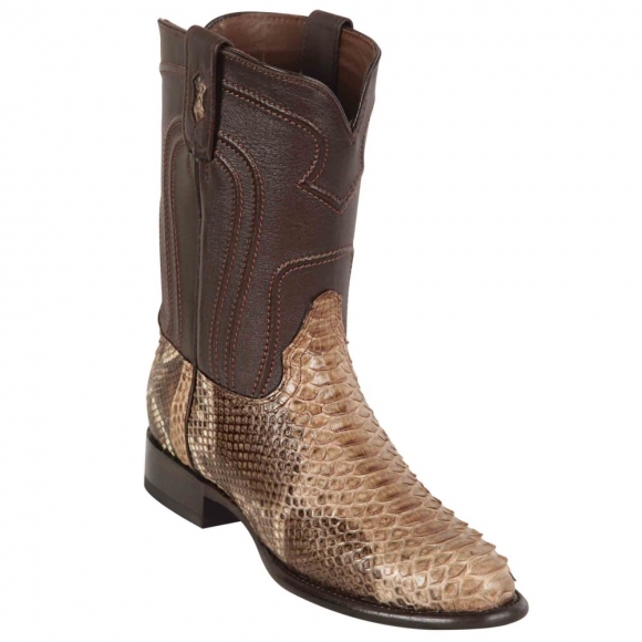 Los Altos Men's Roper Snakeskin Western Boots | Brown | Free Delivery