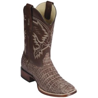 Los Altos Men's Caiman Belly Square Toe Cowboy Boots Sahara Brown | Brown | Free Delivery