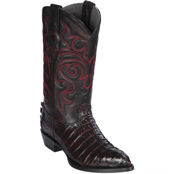 Los Altos Men's Caiman Tail Boots J-toe Black Cherry | Black Cherry | Free Delivery