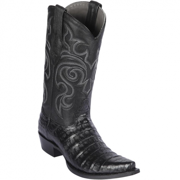 Los Altos Men's Black Caiman Cowboy Boots | Black | Free Delivery