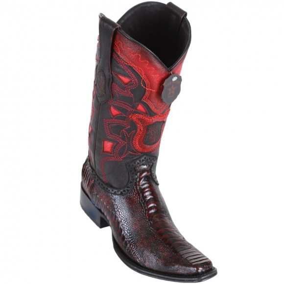 Los Altos Men's Ostrich Leg Black Cherry European Western Boots | Black Cherry | Free Delivery