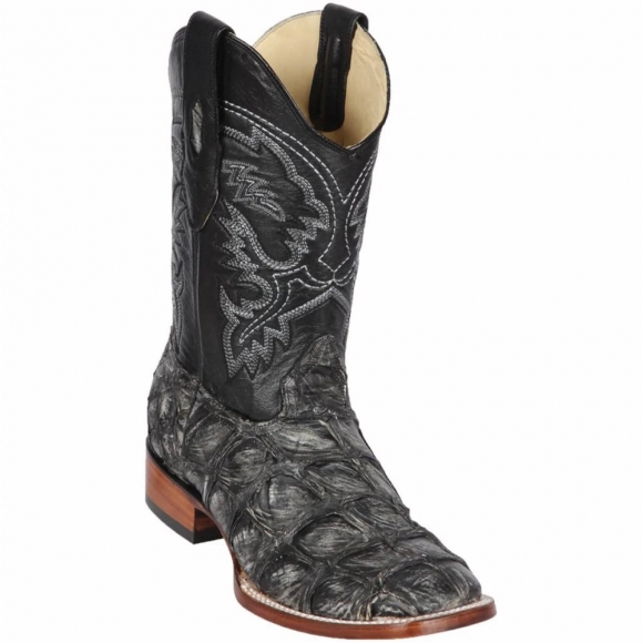 Los Altos Men's Rustic Black Pirarucu Boots | Black | Free Delivery