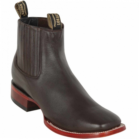 Los Altos Men's Dark Brown Square Toe Ankle Boots | Dark Brown | Free Delivery
