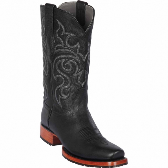 Los Altos Men's Black Square Toe Cowboy Boots | Black | Free Delivery