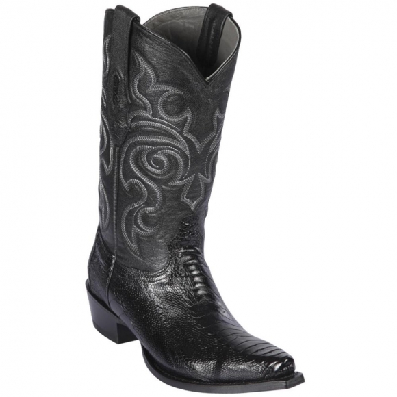 Los Altos Men's Black Ostrich Leg Snip Toe Western Boots | Black | Free Delivery Los Altos Men's Black Ostrich Leg Snip Toe Western Boots | Black | Free Delivery