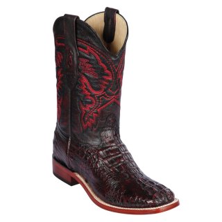 Los Altos Men's Caiman Horn-Back Square Toe Cowboy Boots | Black Cherry | Free Delivery Los Altos Men's Caiman Horn-Back Square Toe Cowboy Boots | Black Cherry | Free Delivery