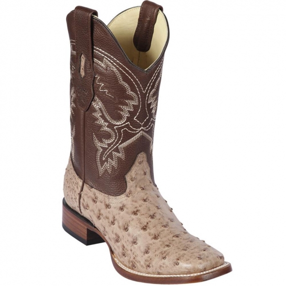 Los Altos Men's Moka Ostrich Square Toe Boots | Moka | Free Delivery
