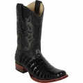 Los Altos Men's Black Square Toe Caiman Boots | Black | Free Delivery