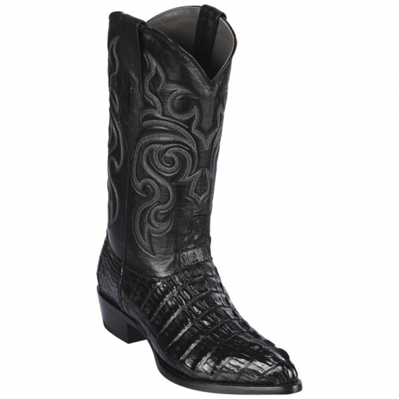 Los Altos Men's Black Caiman Tail Cowboy Boots | Black | Free Delivery