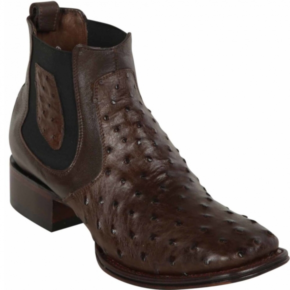 Los Altos Men's Mens Short Brown Ostrich Leather Boots Square Toe | Brown | Free Delivery Los Altos Men's Mens Short Brown Ostrich Leather Boots Square Toe | Brown | Free Delivery