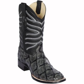 Los Altos Men's Pirarucu Fish Grey Square Toe Boots | Grey Glossy | Free Delivery