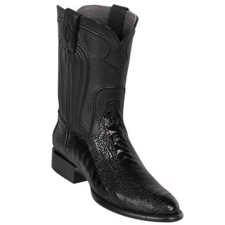 Los Altos Men's Black Roper Ostrich Leg Western Boots | Black | Free Delivery Los Altos Men's Black Roper Ostrich Leg Western Boots | Black | Free Delivery