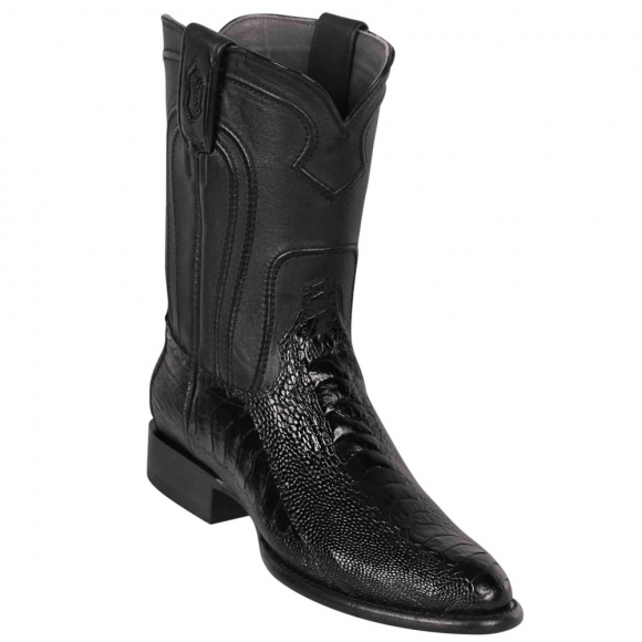 Los Altos Men's Black Roper Ostrich Leg Western Boots | Black | Free Delivery Los Altos Men's Black Roper Ostrich Leg Western Boots | Black | Free Delivery
