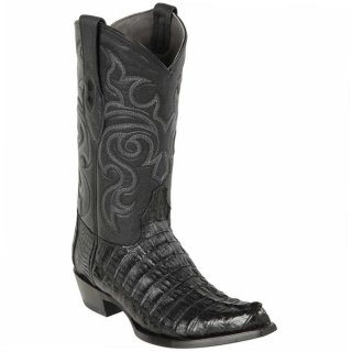 Los Altos Men's Black Caiman Tail Snip Toe Cowboy Boot | Black | Free Delivery Los Altos Men's Black Caiman Tail Snip Toe Cowboy Boot | Black | Free Delivery
