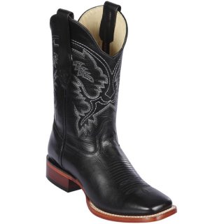 Los Altos Men's Black Square Toe Cowboy Boots | Black | Free Delivery