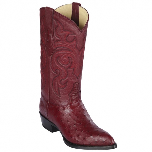 Los Altos Men's Burgundy Ostrich Cowboy Boots J-Toe | Burgundy | Free Delivery