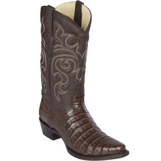 Los Altos Men's Brown Caiman Belly Snip Toe Western Boots | Brown | Free Delivery
