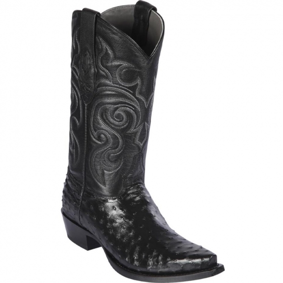 Los Altos Men's Mens Black Ostrich Boots | Black | Free Delivery
