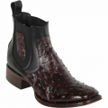 Los Altos Men's Short Square Toe Black Cherry Ostrich Leather Boots | Black Cherry | Free Delivery