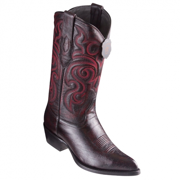 Los Altos Men's Black Cherry Ostrich Belly Cowboy Boots J-Toe | Black Cherry | Free Delivery