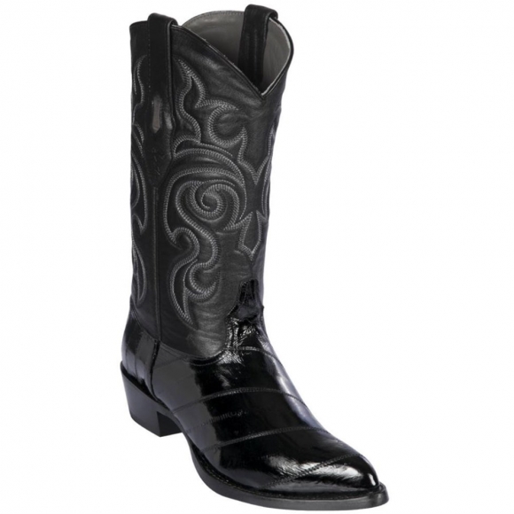 Los Altos Men's Black Eel Cowboy Boots | Black | Free Delivery