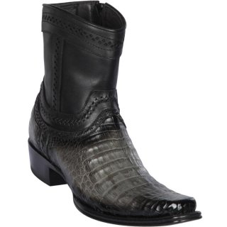 Los Altos Men's Short Ankle Grey Caiman Boots - European Toe | Gray | Free Delivery Los Altos Men's Short Ankle Grey Caiman Boots - European Toe | Gray | Free Delivery