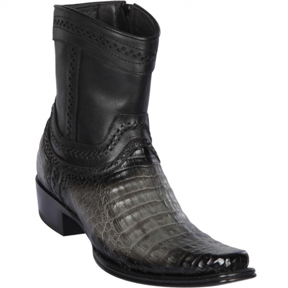 Los Altos Men's Short Ankle Grey Caiman Boots - European Toe | Gray | Free Delivery Los Altos Men's Short Ankle Grey Caiman Boots - European Toe | Gray | Free Delivery
