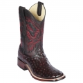 Los Altos Men's Black Cherry Ostrich Square Toe Western Boots | Black Cherry | Free Delivery