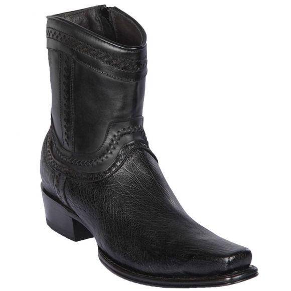 Los Altos Men's Smooth Ostrich Black Short Cowboy Boots | Black | Free Delivery Los Altos Men's Smooth Ostrich Black Short Cowboy Boots | Black | Free Delivery