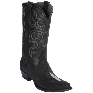 Los Altos Men's Snip Toe Stingray Cowboy Boots | Black | Free Delivery