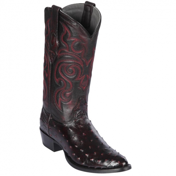 Los Altos Men's Black Cherry Ostrich R-Toe Western Boots | Black Cherry | Free Delivery Los Altos Men's Black Cherry Ostrich R-Toe Western Boots | Black Cherry | Free Delivery