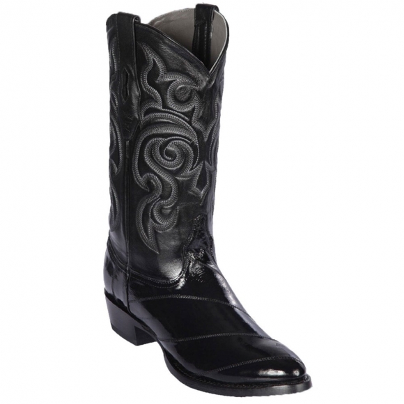Los Altos Men's Black Eel Skin R-Toe Western Boots | Black | Free Delivery Los Altos Men's Black Eel Skin R-Toe Western Boots | Black | Free Delivery