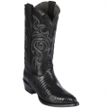 Los Altos Men's Black Lizard Cowboy Boots J-Toe | Black | Free Delivery