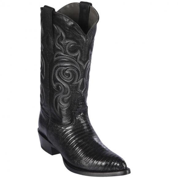 Los Altos Men's Black Lizard Cowboy Boots J-Toe | Black | Free Delivery