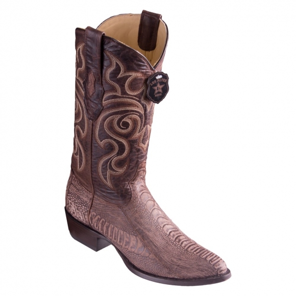 Los Altos Men's Sanded Brown Ostrich Leg Boots | Sanded Brown | Free Delivery