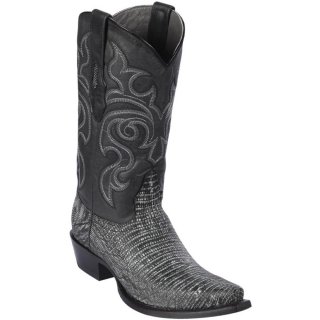 Los Altos Men's Sanded Black Lizard Skin Boots | Sanded Black | Free Delivery